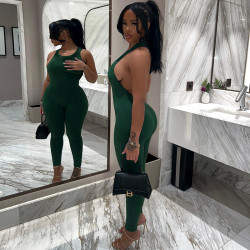 GREEN BACKLESS JUMPSUIT