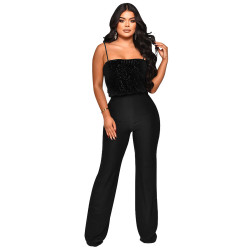 HALF SEQUIN STYLE JUMPSUIT