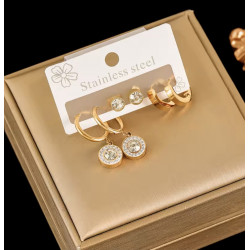 3 PAIRS ROUND EARRINGS