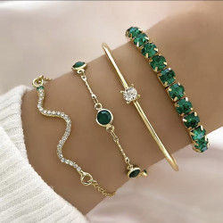 4PCS SNAKE GREEN BRACELET SET