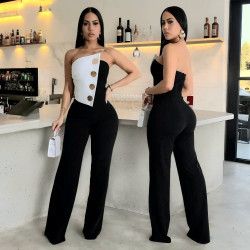 BI-COLOR BUSTIER JUMPSUIT