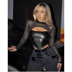 PU  SLEEVE TOP