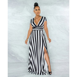 BLACK AND WHITE LONG DRESS