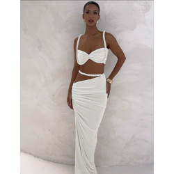 WHITE 2PCS SET SKIRT