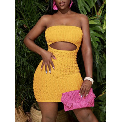 YELLOW BEACH MESH DRESS