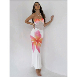 FLORAL MESH WAIST DRESS