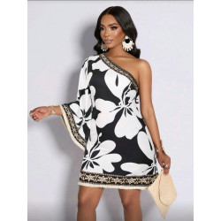 CHIFFON ONE-SHOULDER DRESS