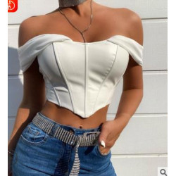 PU BUSTIER OFF-SHOULDER