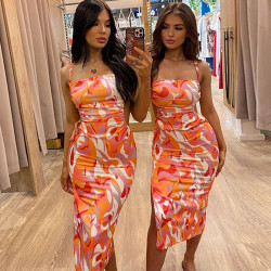 MARBLE CROSS BACK DRESS