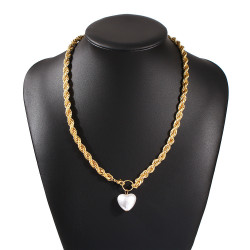 GOLD CHAIN PEARL HEART