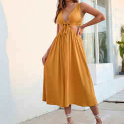 V-NECK BACKLESS SUMMER DRESS