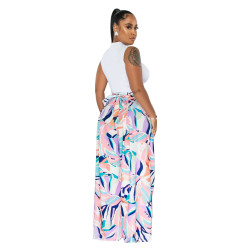 PRINTED PANT AND CROP 2PCS