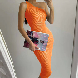 SINGLE SHOULDER MIDI DRESS