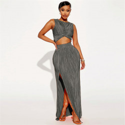 PLEATED TOP AND SKIRT