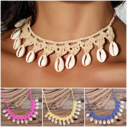 WOVEN SHELL CHOKER NECKLACE