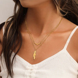 FEATHER LEAVES NECKLACE