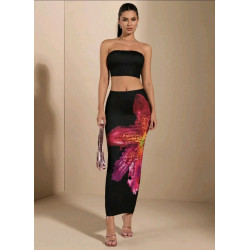 FLORAL CROP AND SKIRT