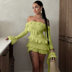RUFFLE BANDAGE MINI DRESS